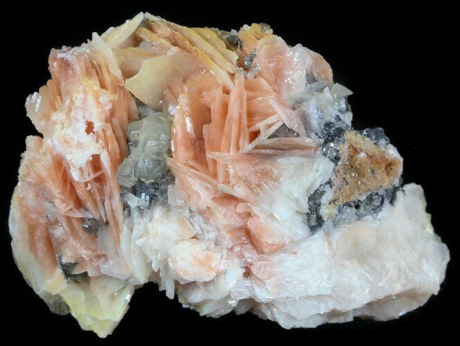 Cerussite Crystals with Pink Bladed Barite - Morocco #51408